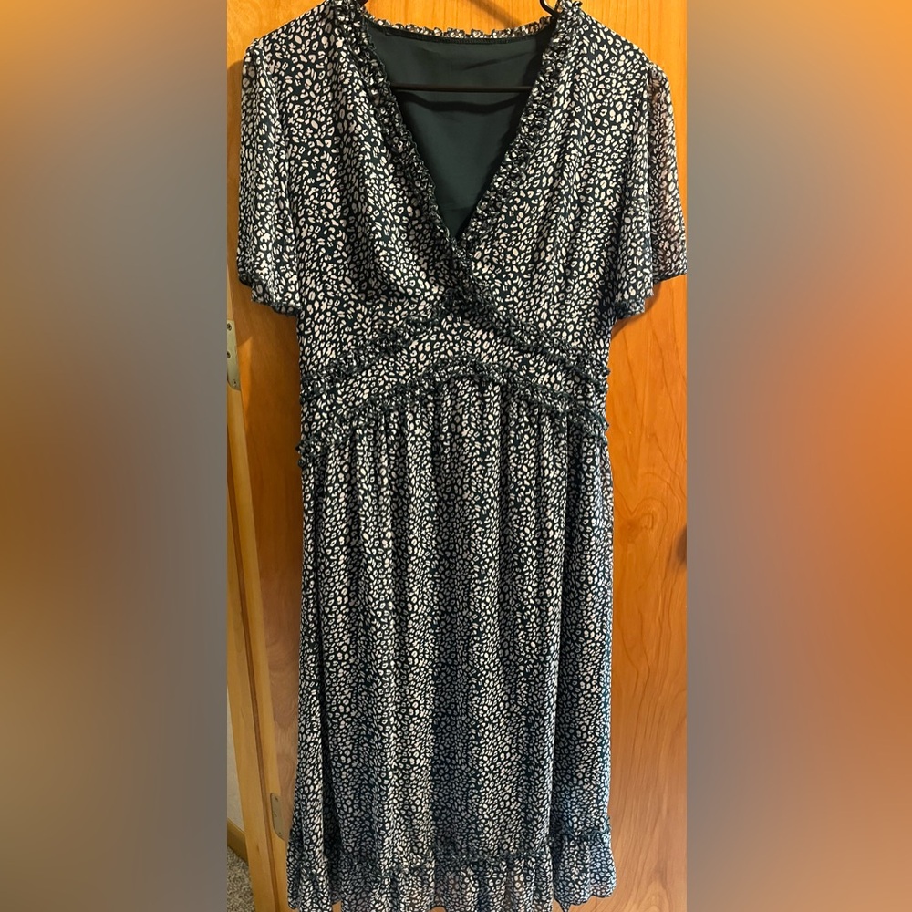Green and White Patterned Dress